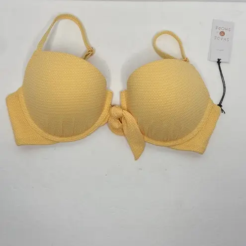 Shade & Shore  Women's Yellow Light Lift Front Tie Bikini Top Size 36C NWT