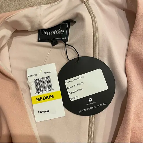 Nookie Miami Midi Tie Dress, Blush, Size M, NWT