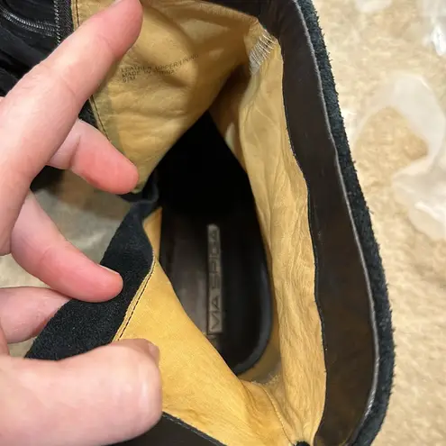 via spiga Black Wedge Fringe Bohemian Western Boots Women Size 9.5M