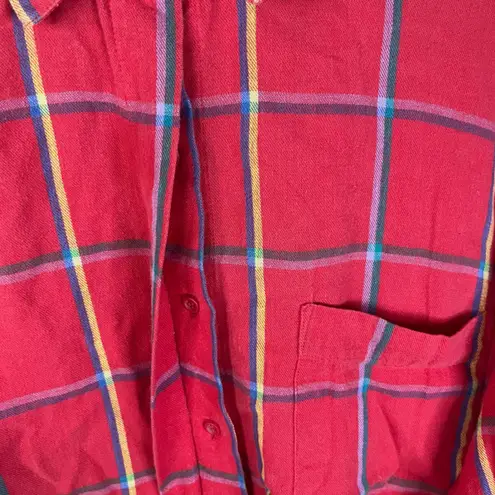 Diane Von Furstenberg  Vintage Red Plaid Button Front‎ Woman's Blouse Flannel 14