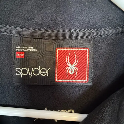 Spyder Black Cable Knit Full Zip Fleece Lined Sweater Jacket Women’s Size XS