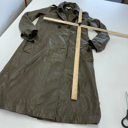 Marissa Webb Coat Womens 0 Green Faux Leather Trench Jacket