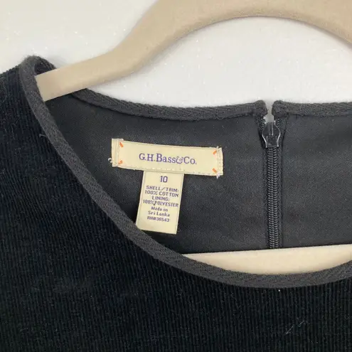 GH Bass Women 10 Black Corduroy Drop Waist Jumper Dress Academia 90s Preppy