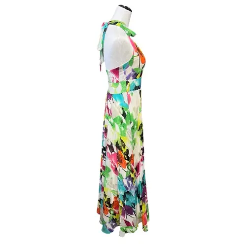 Eliza J Multicolor Halter Neck Maxi Dress (4) EUC