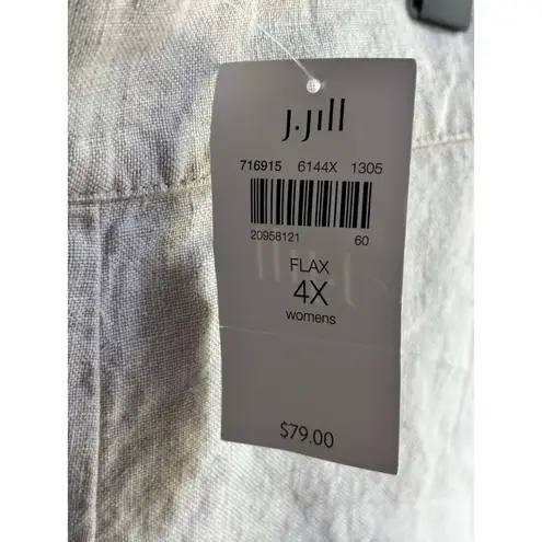 J. Jill Linen Pants Women's Plus 4X 100% Linen Pull On Straight Wide Leg NWT Brown