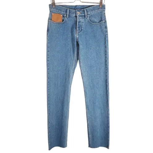 Paco Rabanne High Waist Straight Leg Cuffed Jeans Size 4 Blue