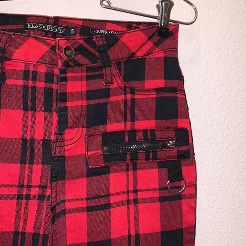 Blackheart Hot Topic Red & Black Plaid Super Skinny Pants