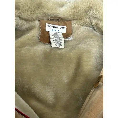 Covington VTG Women's Suede Coat Size Large Tan Shearling Mob Wife