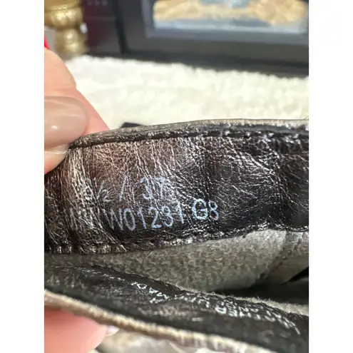 Born Women's Leather Knee High Boots Metallic Silver Block Heel Side Zip Sz 6.5