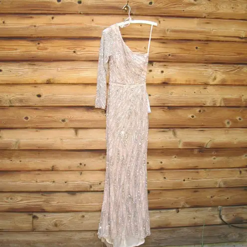 Mac Duggal 4982 Womens EMBELLISHED ONE SLEEVE GOWN W/ SEQUIN BELT