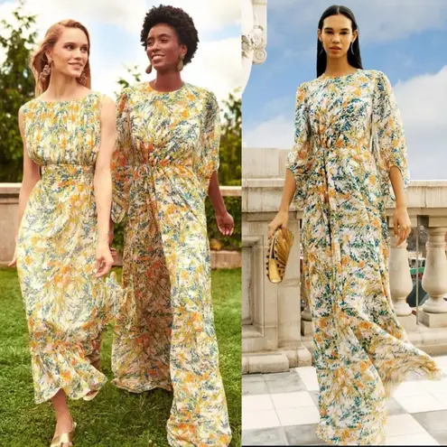 Sachin + Babi Aria Long Sleeve Beaded Sequin Floral Dress Gown Size 2 New