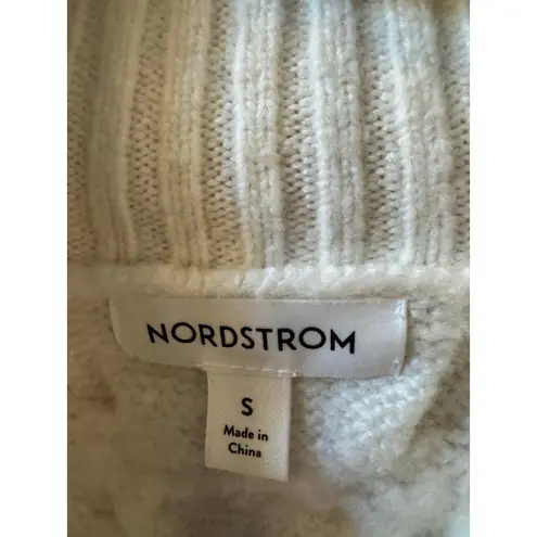 Nordstrom  Cream Fisherman High-Low Mock Neck Sweater
