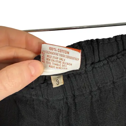 Oh My Gauze Black 100% Cotton Wide Leg Pull On Pants Lagenlook Womens 3 US XXL