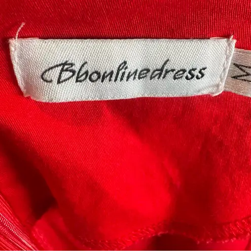 Vintage Style 1950s Pinup Retro Red Cocktail Party Dress Size Medium