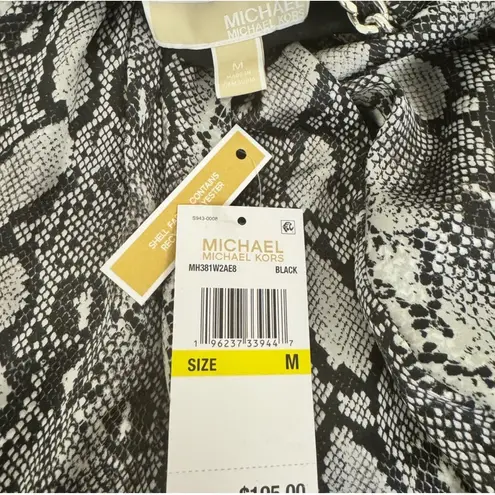 Michael Kors Snake Print Dress Chain Detail Long Sleeve Party Dress M Black Size M