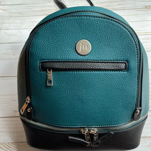 New Jessica Moore Designer Mini Teal & Black Backpack with Dust Cover Blue