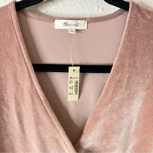 Madewell  Blush Pink Velvet Long Sleeve Bodysuit NEW Size XS