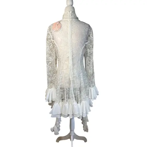 Alexis Aliya Dress in White Medium New Womens Lace Tiered Long Sleeve Mini
