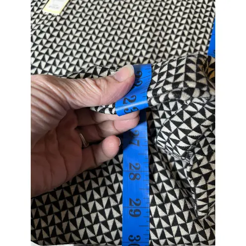 Max Studio Geometric Print Boxy Knit Top Black White Stretch Jacquard XL