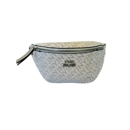 Jones New York Signature Fanny Bag Belt Off White Gray Front & Back Zipper