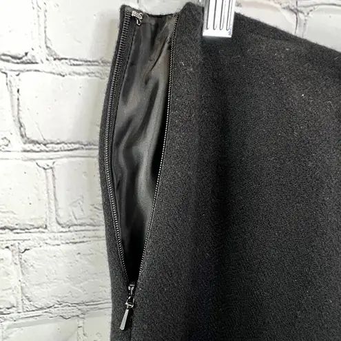 CHAPS  Black Wool Blend A-Line Skirt 12 Side Zip Lined Classic Modest Religious