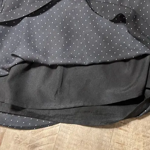 Larry Levine black with white polka dots drawstring waist lined dress. EUC.