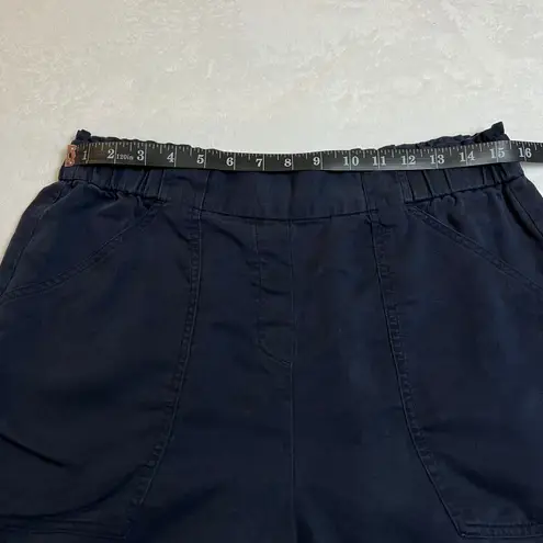J. Jill High Rise Pull On Shorts Size M Lyocell Nautical Coastal Preppy Casual Blue Size M