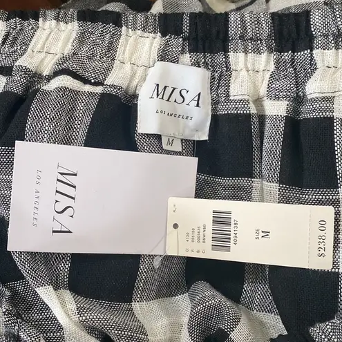 MISA Los Angeles Misa x Anthropologie Carrington off-the-shoulder linen blend checkered dress M