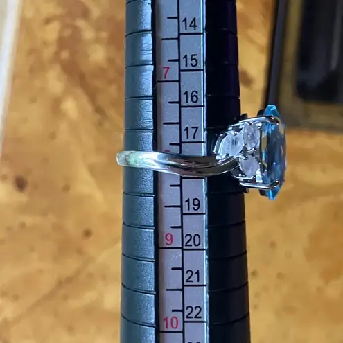 Sky Blue Topaz Rainbow Moonstone Sterling Silver Ring Size 8