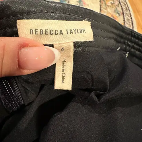 Rebecca Taylor Black Faux Leather A-line Skirt Size 4