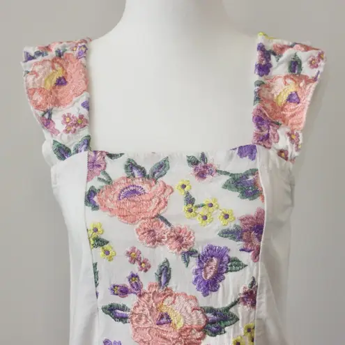 Versona / TIANA B Pink Floral Embroidered Linen Top and Midi Skirt Extra Small