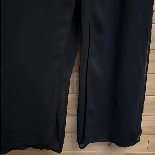 Tadashi Shoji Vintage Size Medium Black Seaton Chiffon Panel Flowy Dress Pants