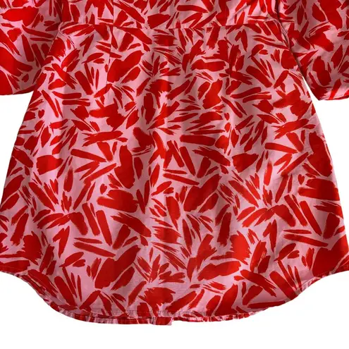 Veronica Beard Samy Red & Pink Poppy Floral Print Button Up Mini Shirt Dress 4