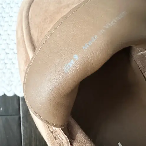 Dolce Vita Yanni Chestnut Suede Platform Penny Loafer Heels Menswear Academia 9 Tan