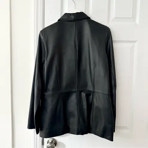 Kenneth Cole Reaction  Black Leather Vintage Y2K Button Up Blazer Jacket Large