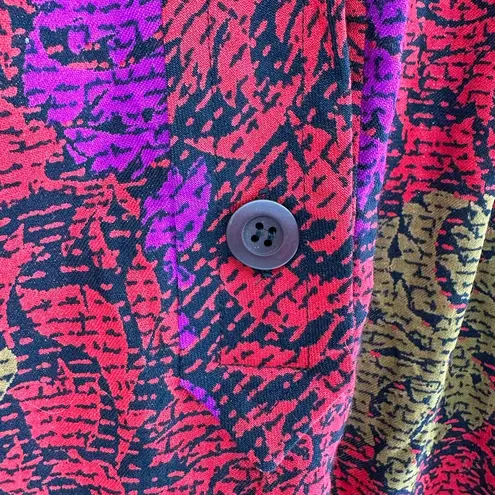 Givenchy En Plus 80’s Vintage Colorful Print Popover Long Sleeve Blouse Wool Top