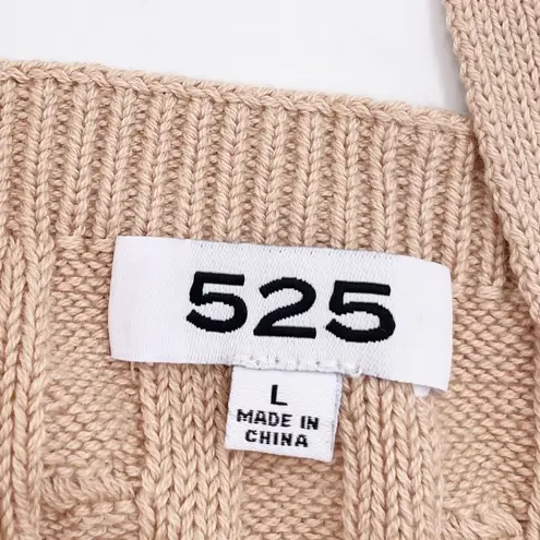 525 America Revolve Cable Knit Tiny Tank Cropped Top in Oat Tan Size Large