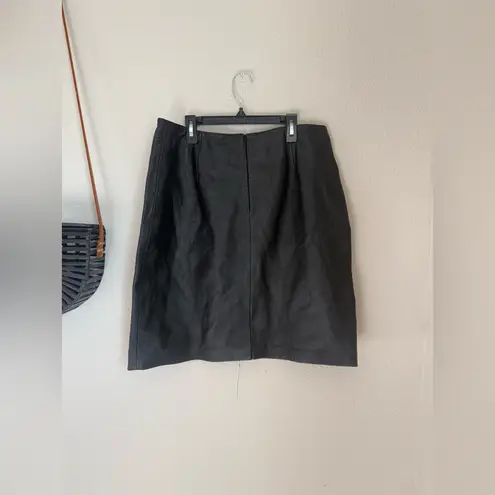 Vintage 1990's Yvonne Marie Black Leather Skirt, Size 14