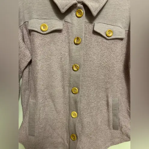 Soft Surroundings Soft Surroundings Terry Knit Button Front Shirt Jacket Shacket Lavender Size PM