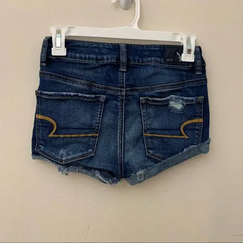 American Eagle  Hi Rise Shortie Lace Peekaboo Pockets Distressed