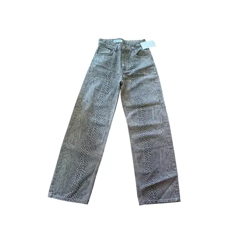ZARA  Womens Snake‎ Print High Rise Wide Leg Jeans Size 0 NWT