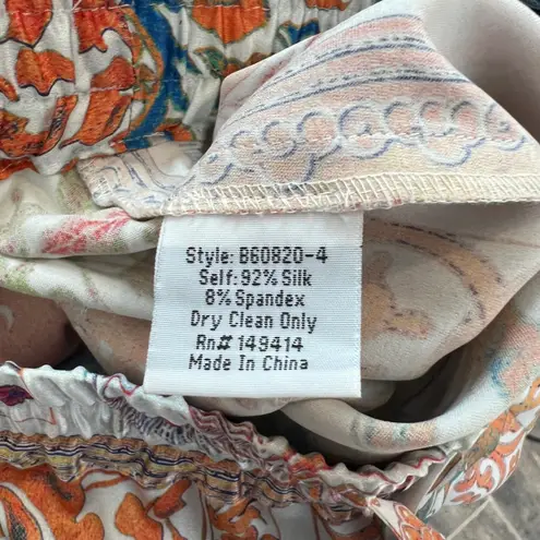 Johnny Was BIYA Melino Silk Blend Patchwork Print Jogger Pants M Orange