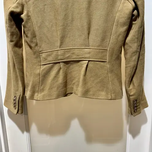 Ralph Lauren 100% Cotton Blazer Jacket Size 6 Tan Button Front Equestrian Style
