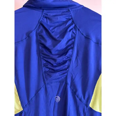 MPG Womens Medium Blue & Neon Yellow Athletic Long Sleeve Shirt With Half