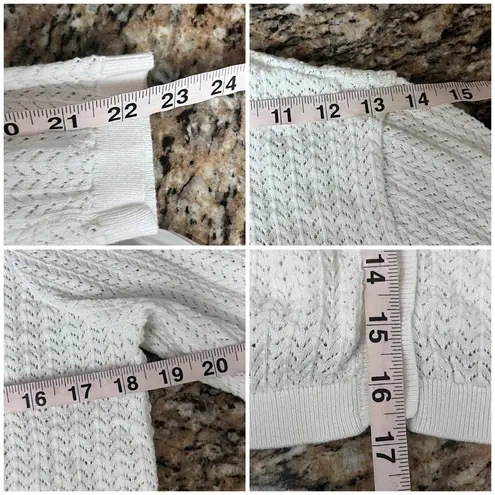 Vtg Y2K Madden NYC Women’s White Cotton Crochet Cardigan Size L Button Front Size L