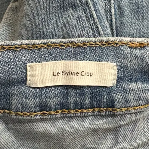 Frame Le Sylvie Crop Jeans Light Wash Raw Hem Size 30