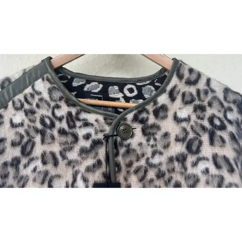 R13 Convertible Faux Leather Leopard Print Wool Taped Liner Coat Japanese Luxury