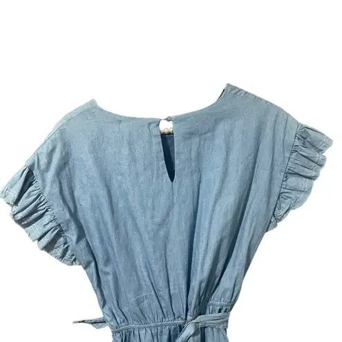 The Impeccable Pig Chambray Wrap Mini Dress Medium
