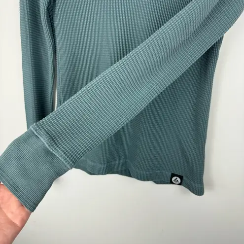 American Giant Henley Waffle Thermal Knit Long Sleeve Shirt Sz Small Blue Green