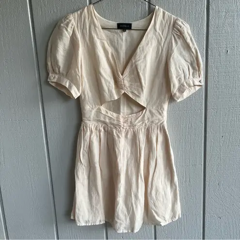 Majorelle Powell Cut Out Mini Dress Short Sleeve in Linen Pink Sand Women’s S